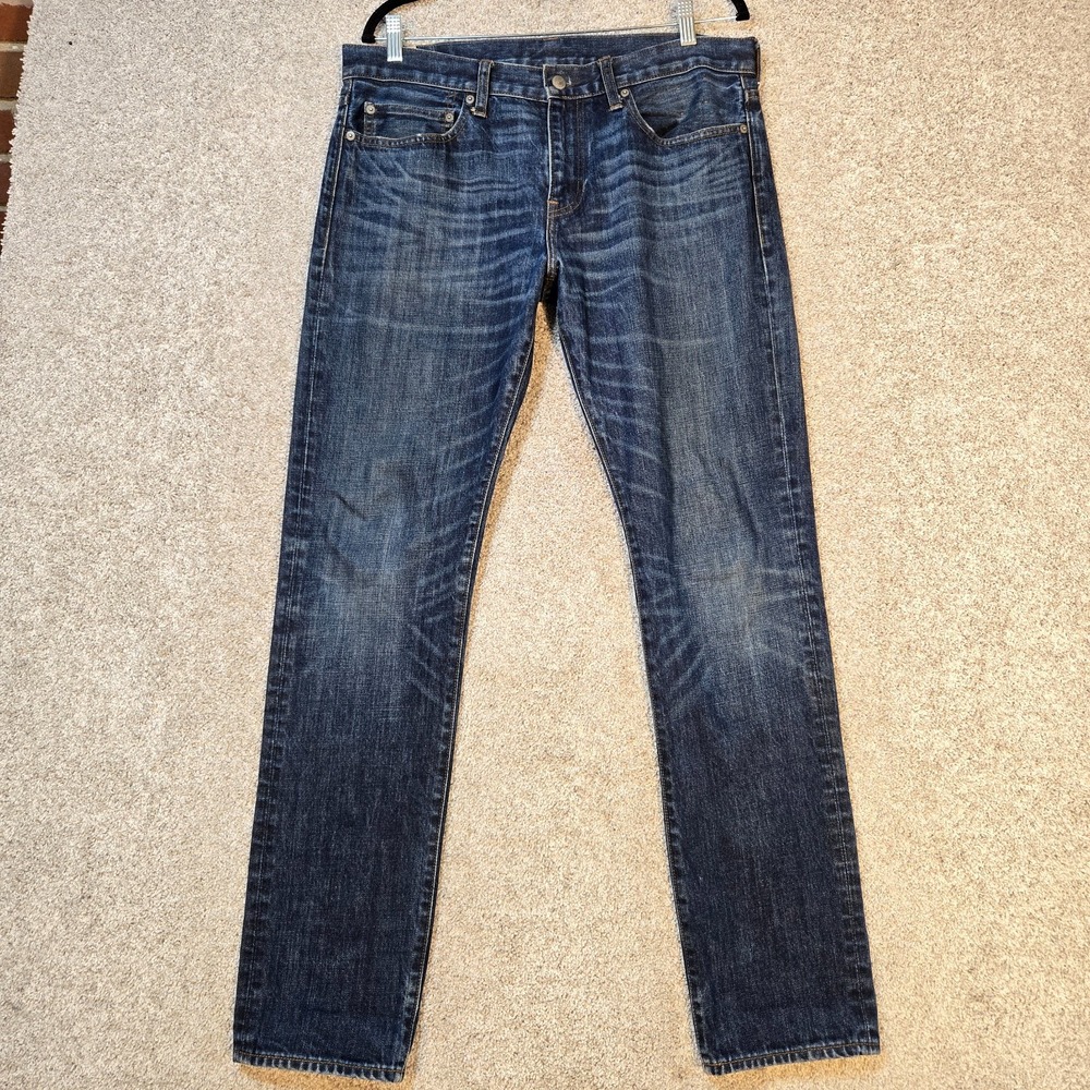 J.Crew 484 Slim Straight Japanese Kaihara Denim Jeans 34x34 (fit 35x32) Cotton